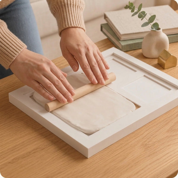 Step 1 · rolling clay flat in frame