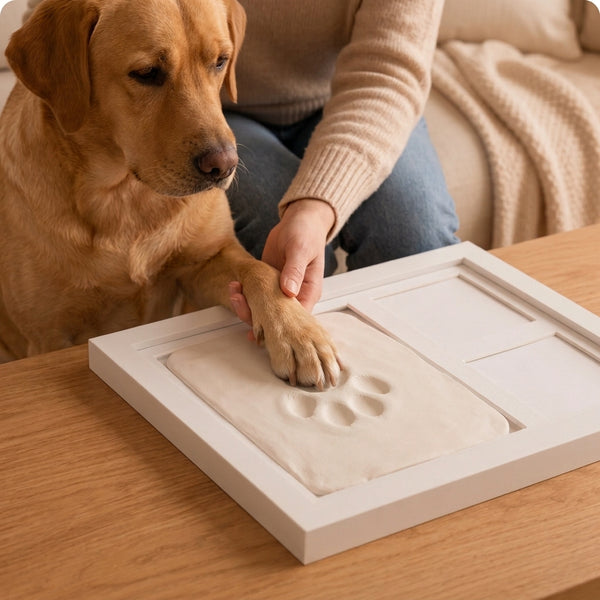 Step 2 · pressing pet paw into clay